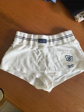 Jaded London White Athletic Shorts with Navy Trim